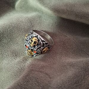 Skull Design Silver and Gold Men's Ring